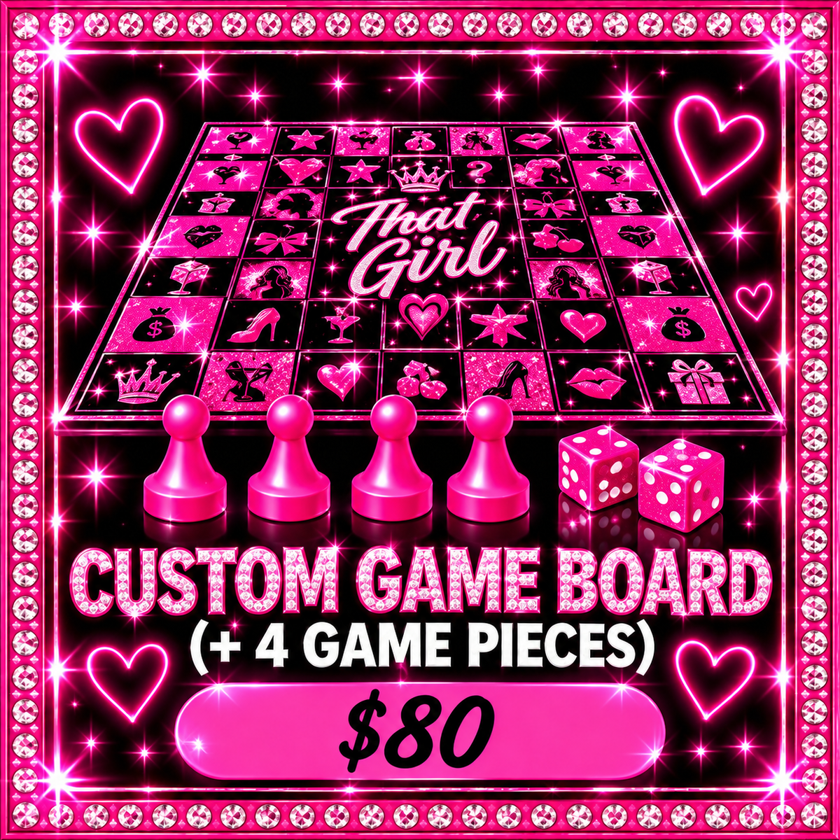 Custom Game Board + 4 Pieces